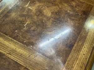 Burl wood veneer top two-tier hall table - 5