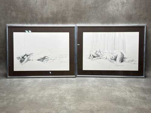 Pair of Charles Billich framed reproduction prints on paper