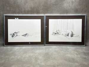 Pair of Charles Billich framed reproduction prints on paper