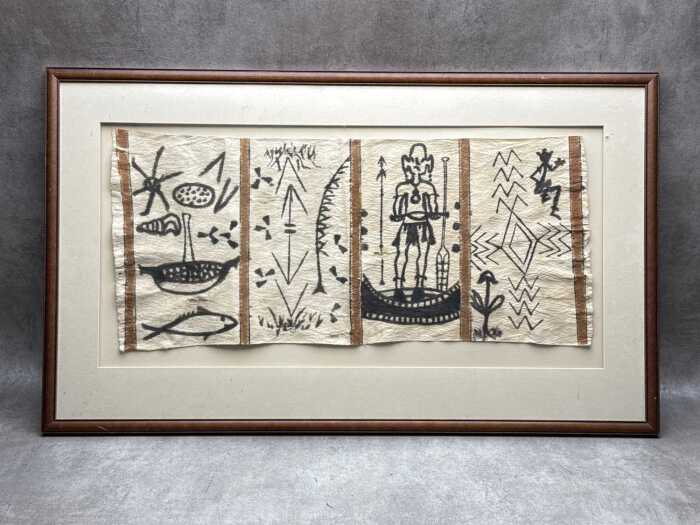 Framed traditional tapa cloth