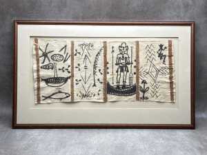 Framed traditional tapa cloth