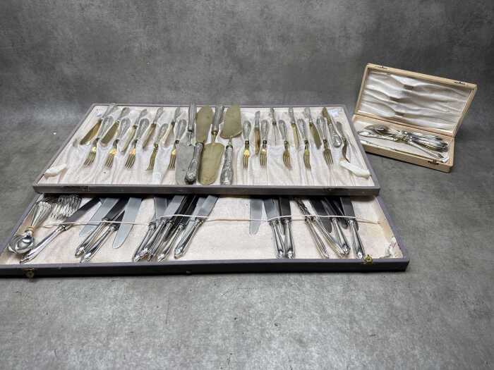 Silver plated ornate serving ware and flatware