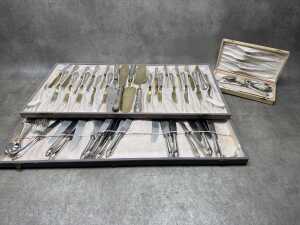 Silver plated ornate serving ware and flatware