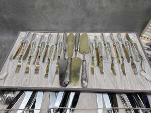 Silver plated ornate serving ware and flatware - 3