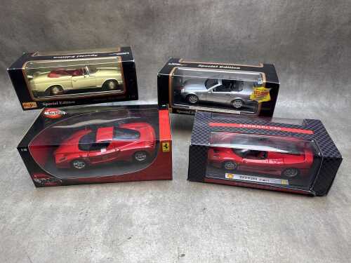 Four model cars, Maisto, Hot Wheels and Collezione