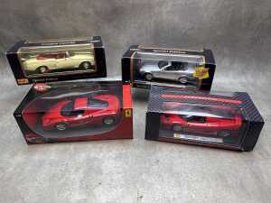 Four model cars, Maisto, Hot Wheels and Collezione
