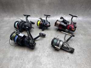 Five fishing reels