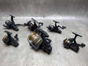 Six fishing reels