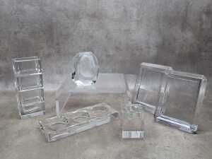 Group of cubic-shaped crystal decorator pieces