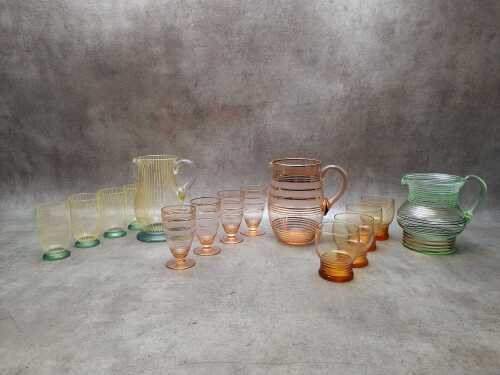 Retro colourd glass drinkware sets
