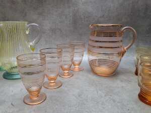 Retro colourd glass drinkware sets - 3