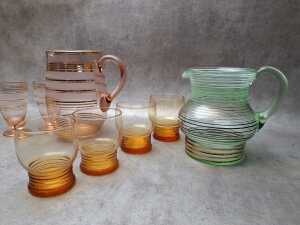 Retro colourd glass drinkware sets - 4