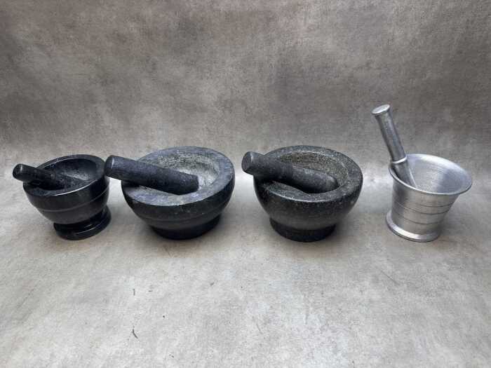 Four mortars and pestles