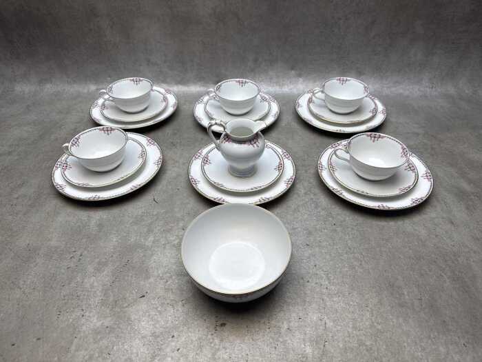 Antique G. Ahrenfeldt, Limoges, porcelain tea setting for five