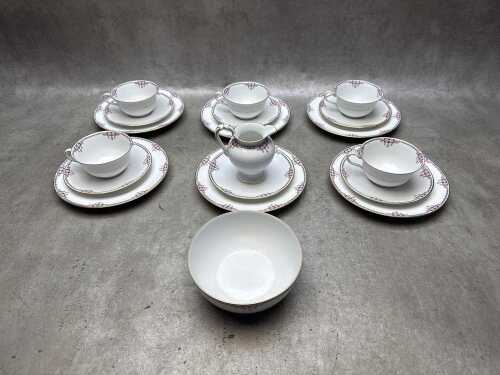 Antique G. Ahrenfeldt, Limoges, porcelain tea setting for five