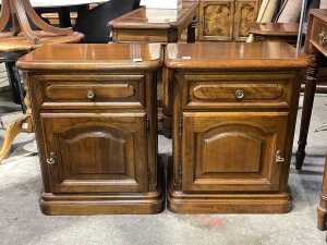 Pair of timber bedside tables