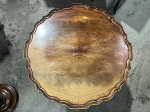 Antique mahogany tripod wine table - 2