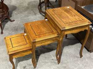 Timber nest of three tables - 2