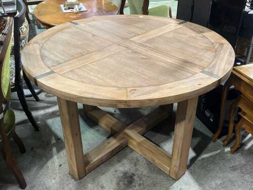 Modern round solid timber dining table