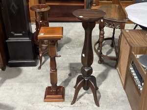 Two timber pedestals