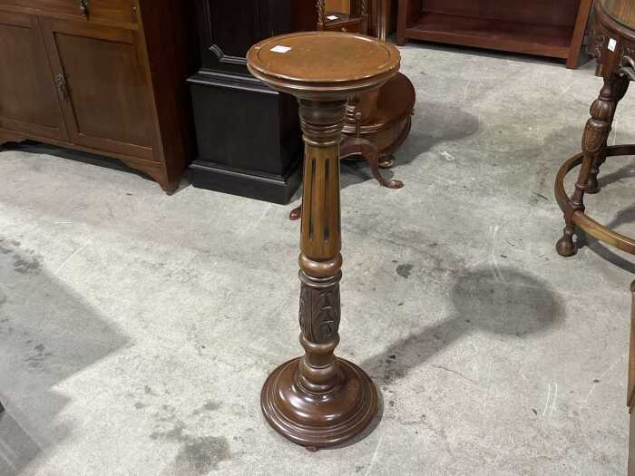 Carved timber pedestal stand