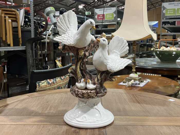 Capodimonte nesting doves ceramic figural group