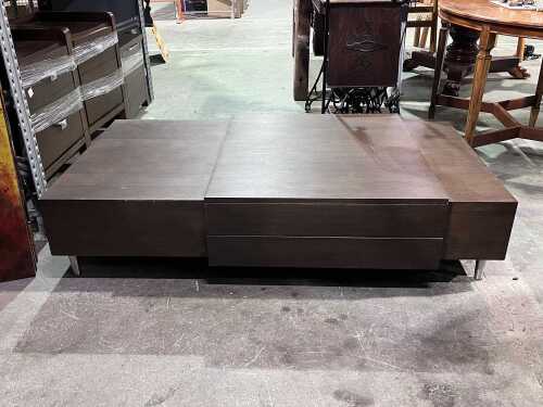 Modern timber coffee table with chrome legs