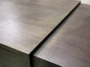Modern timber coffee table with chrome legs - 4