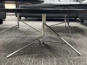 Set of three coffee tables with chrome bases - 2