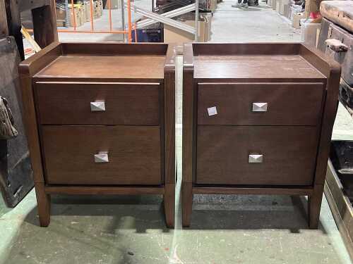 Pair of modern timber bedside tables