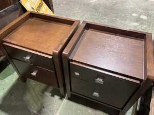 Pair of modern timber bedside tables - 2