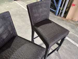 Pair of modern weaved bar stools - 2