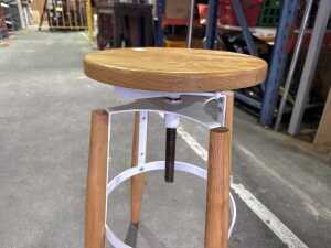 Pair of timber adjustable bar stools - 2