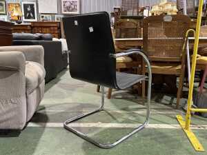 Modern black leather and chrome armchair - 2