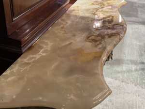 Ornate gilt metal console table with marble top - 2