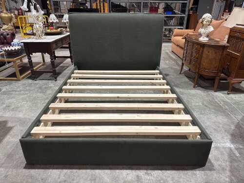 MCM House Leila linen upholstered queen bed frame RRP $2,080