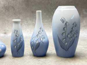 Five Bing and Grondahl blue and white porcelain vases - 2