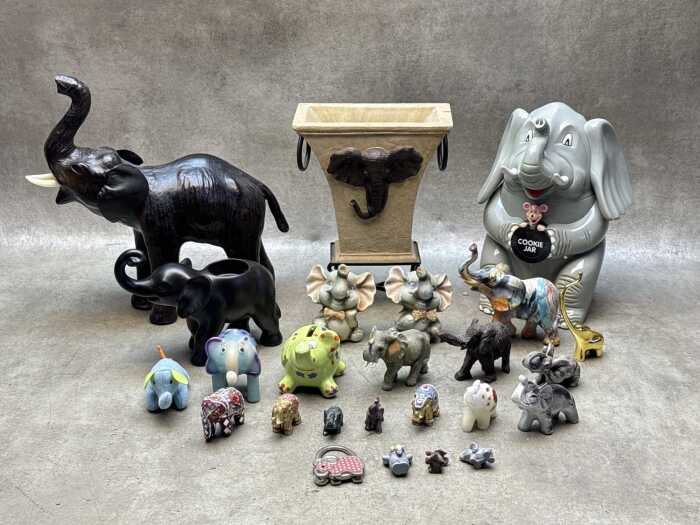 Collection of decorative elephant figures