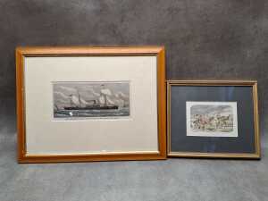 Two antique hand-coloured prints