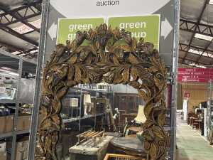 Whimsical mirror in heavily carved timber frame with gilded and sequined floral decoration - 2