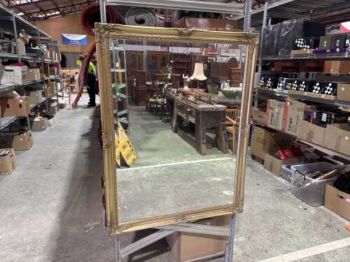 Gilt framed bevelled edge mirror
