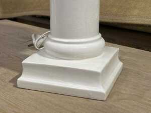 Scat Pottery cream ceramic column table lamp with applied pink leaf design - 4