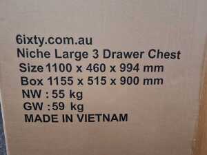 Niche chest of three drawers in natural finish (boxed) - 6