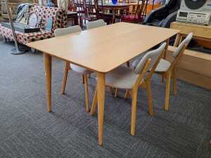 Niche rectangular extension dining table in a natural finish (boxed and excluding the chairs) - 3