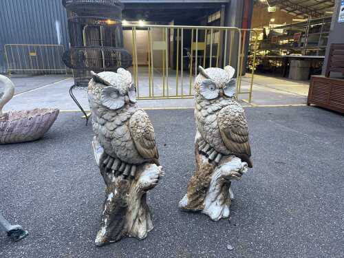 Pair of fibreglass owl figures