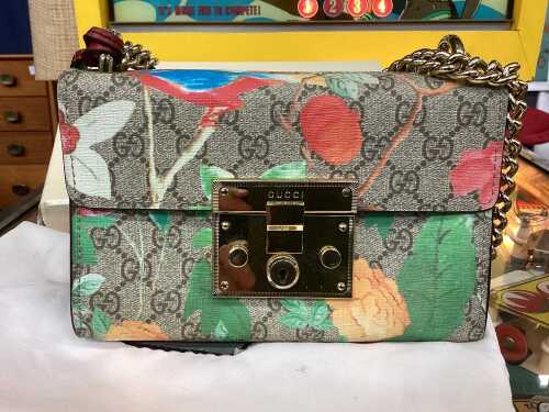 Gucci Tian GG padlock canvas shoulder bag