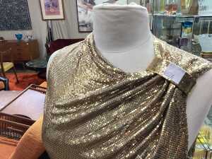 Designer-style gold mesh top, size 38 - 2