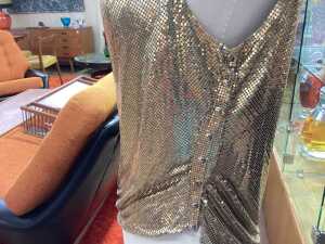 Designer-style gold mesh top, size 38 - 3