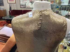 Designer-style gold mesh top, size 38 - 4