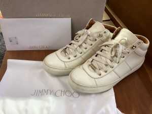 Jimmy Choo 'Bells' high top white calf leather sneakers - 2